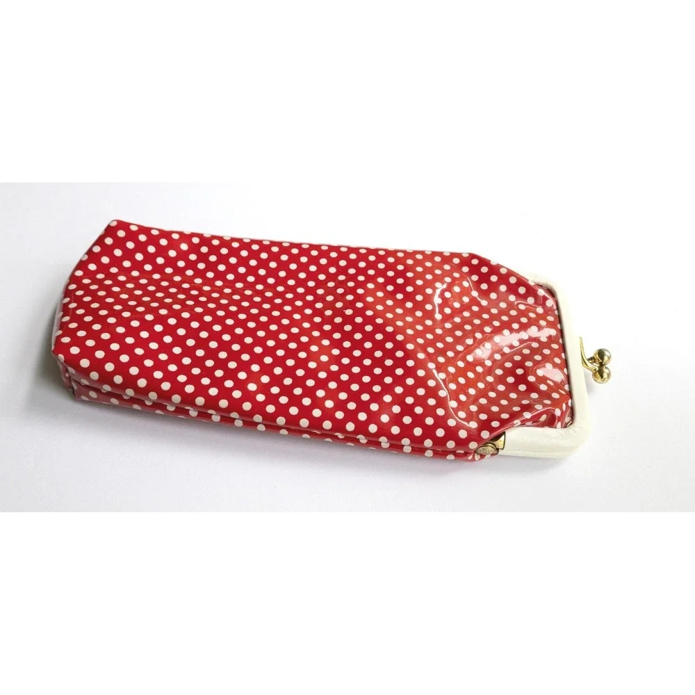 Vintage Red And White Polka Dot Vinyl Case For Eyeglasses, Cigarettes, Or Change
